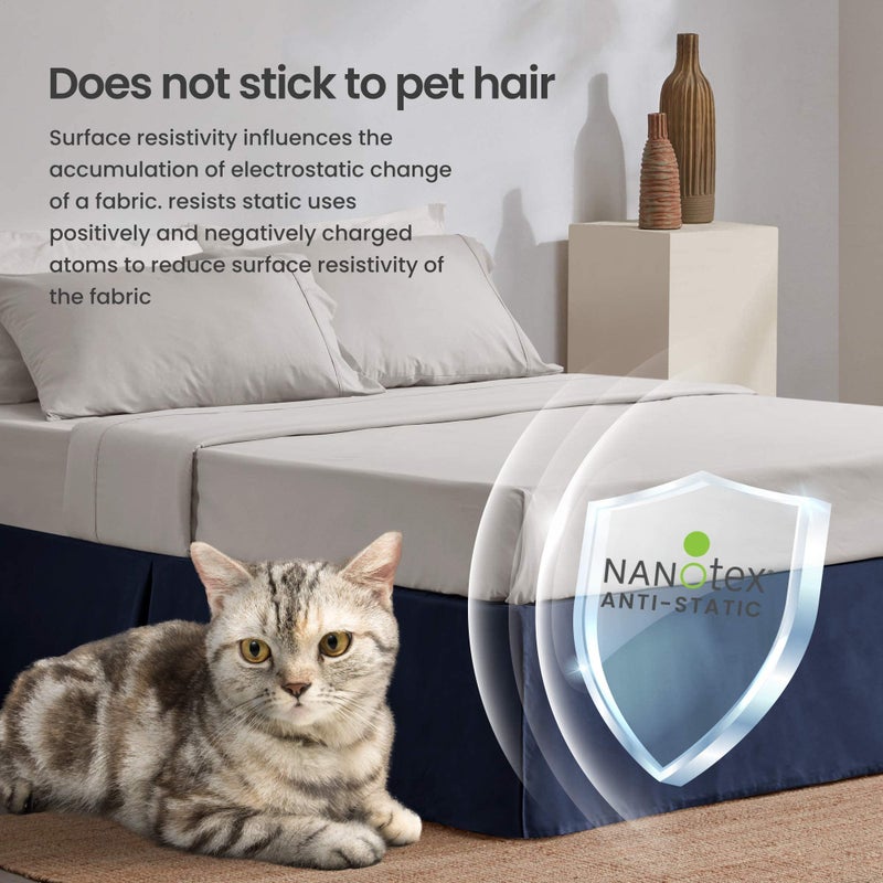 SLEEP ZONE Pleated Bed Skirts King Size, 15 inch Tailored Drop Easy Fit Bedskirt, Anti-Static, Fade Resistant (King, Navy Blue) - Image 3